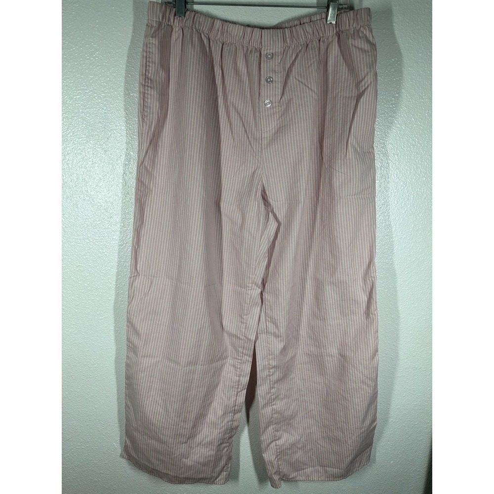 Orange Kiss Pajama Pants Womens XL Pink White Striped Button Fly Lounge Sleep‎